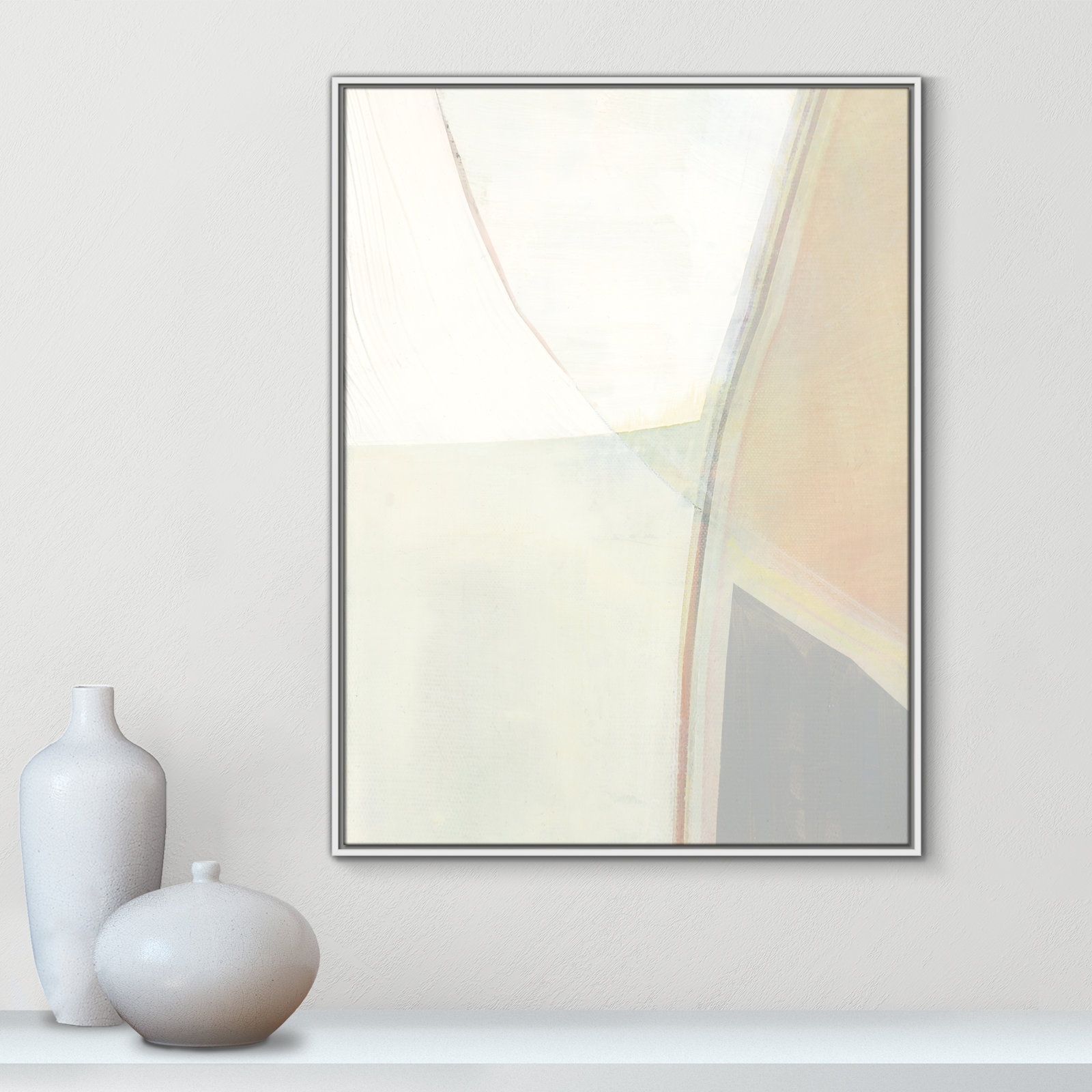 Alexandria "In Neutral II" Painting by Cartissi, White Framed Canvas, 41.5" H x 31.5" W x 2" D