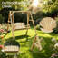 Banc de balançoire en bois 2 places, conception ergonomique, structure en «A», stable et antidérapant, balançoire de jardin en bois massif