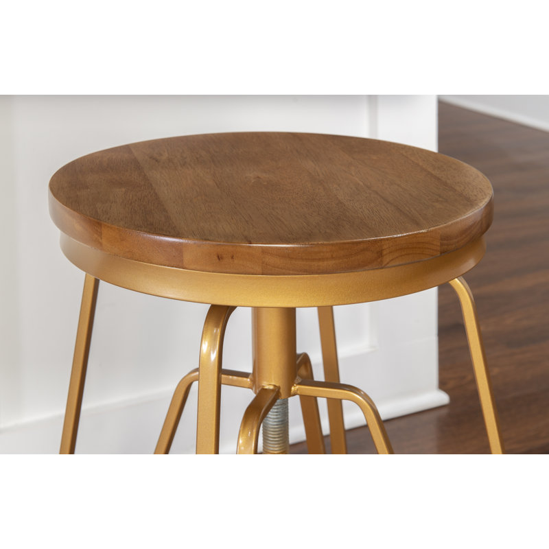 Lindzie Swivel Adjustable Height Counter Stool, Matte Gold