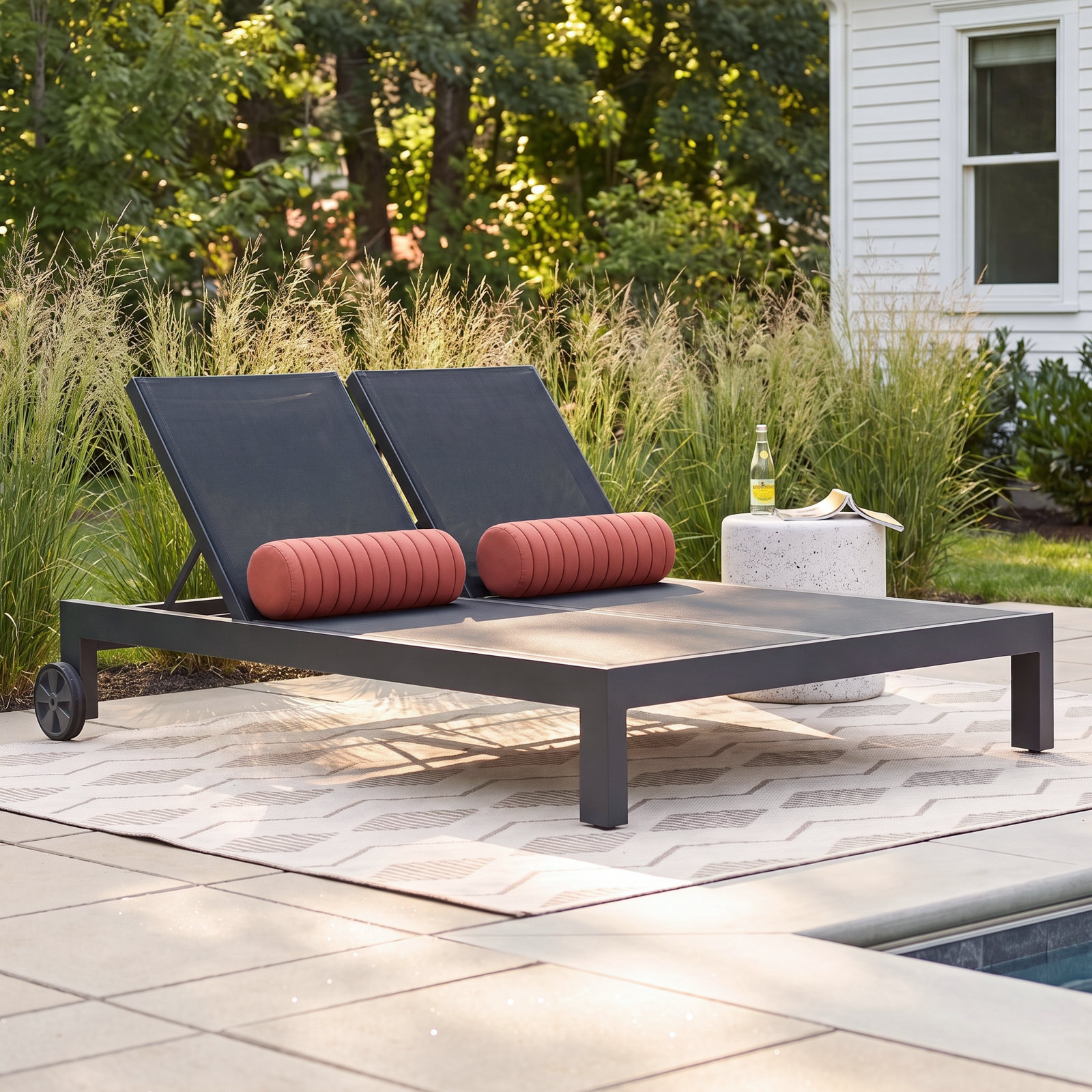 Georgie 55" Patio Double Chaise Lounge