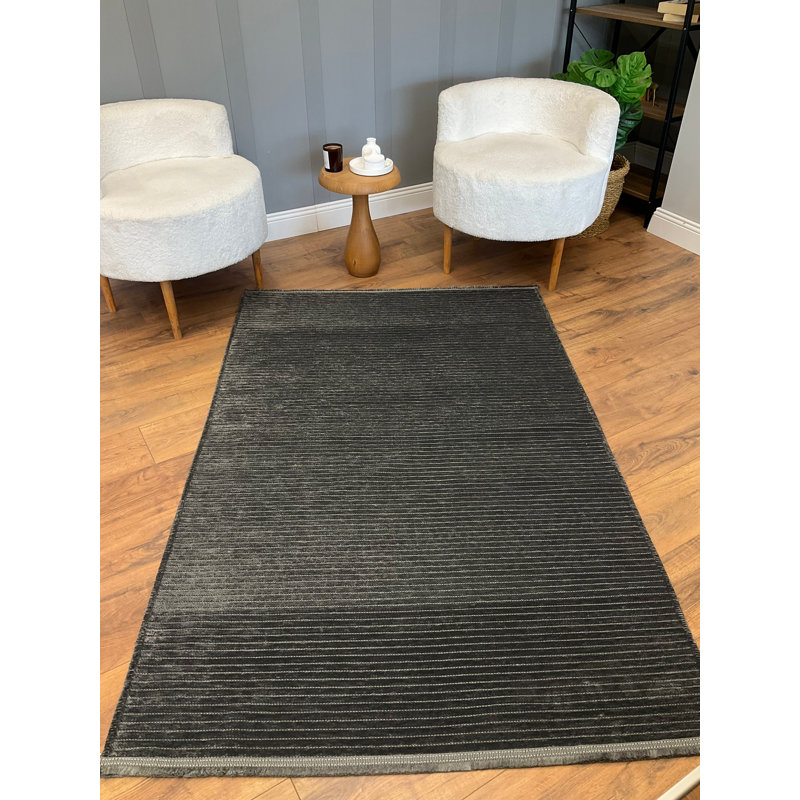 Amiliya Solid Colour Chenille Area Rug, Runner 203.2 x 762cm