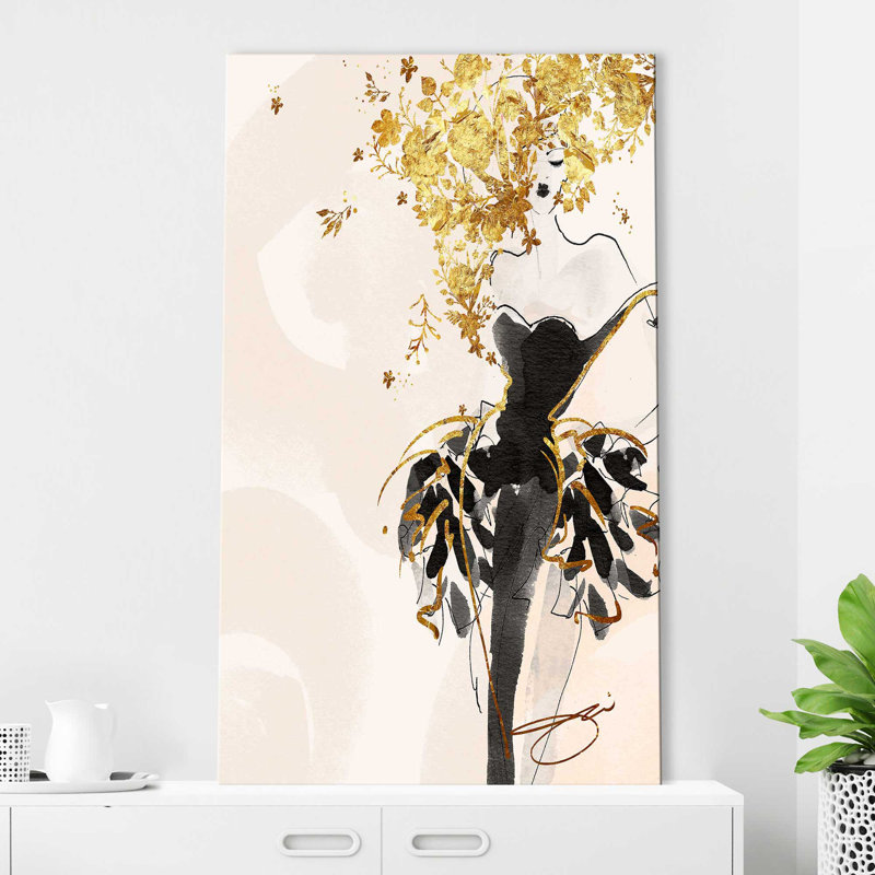Gold Flower Girl 2 (Vertical) par By Jodi - impression, Toile tendue, H 60 po x l 36 po x P 1,5 po