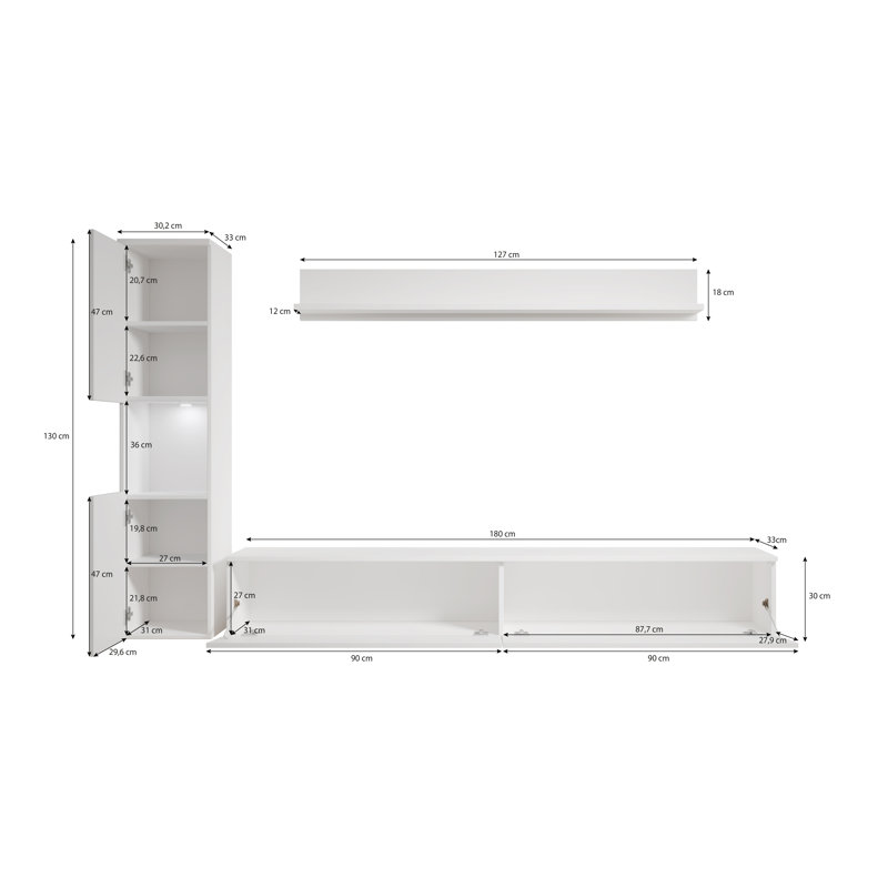 Cottone Entertainment Centre for TVs up to 75", White