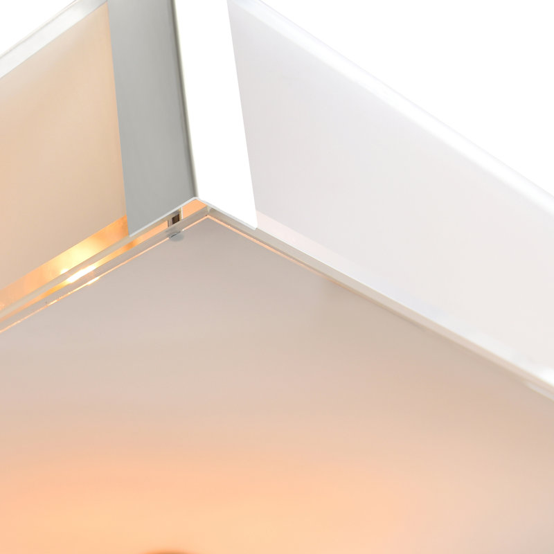 Lustre carré 4 lumières 17 po en chrome avec abat-jour en verre givré pour la salle à manger moderne, le salon ou l'éclairage d'entrée