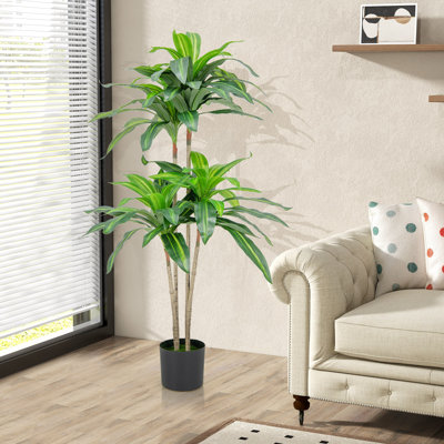 140 cm H Faux Palm Tree Plant in Plastic Planter