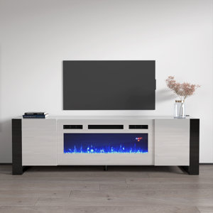 Rickeisha TV Stand for TVs up to 85" with Electric  Fireplace Included