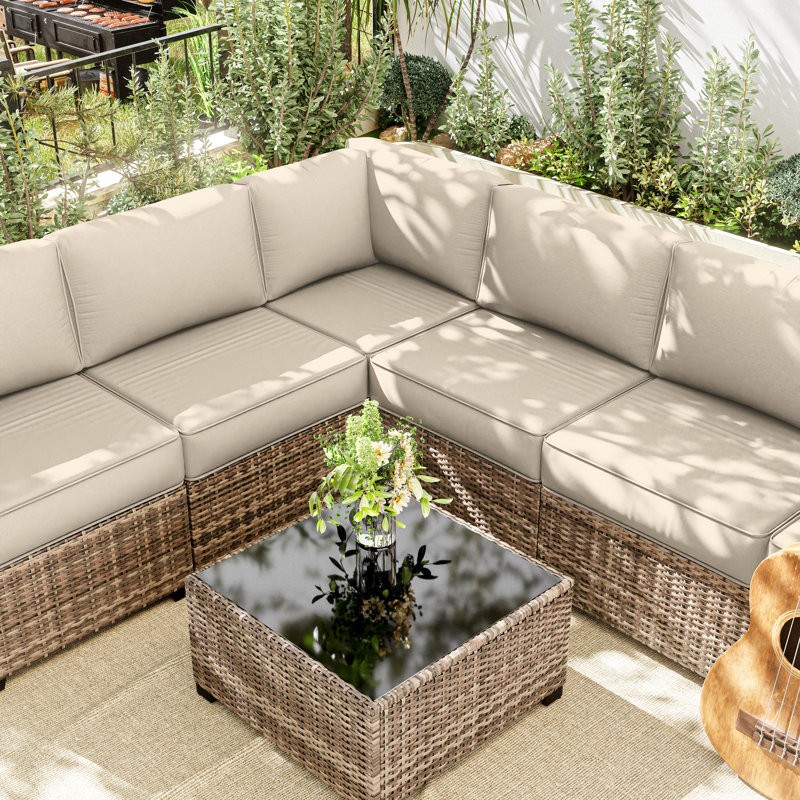 Housse de coussin pour groupe de sièges d'extérieur 14 pièces, seulement 14 housses, Beige