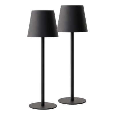 Lampe de bureau rechargeable sans fil Versa USB-C à DEL, 5200 mAh à piles 3 températures de couleur 2700K-3000K-3500K et touche tactile marche / arrêt et gradation de deux tiges de 5 po de hauteur réglables en noir (paquet de 2)