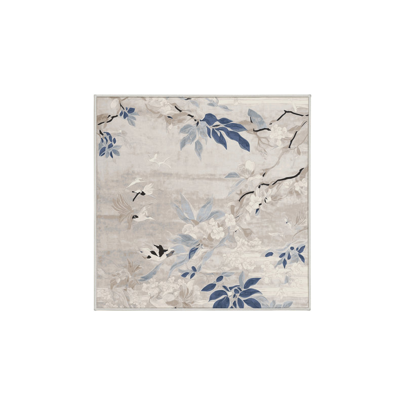 Tapis beige lavable à la machine, Carré 6 pi