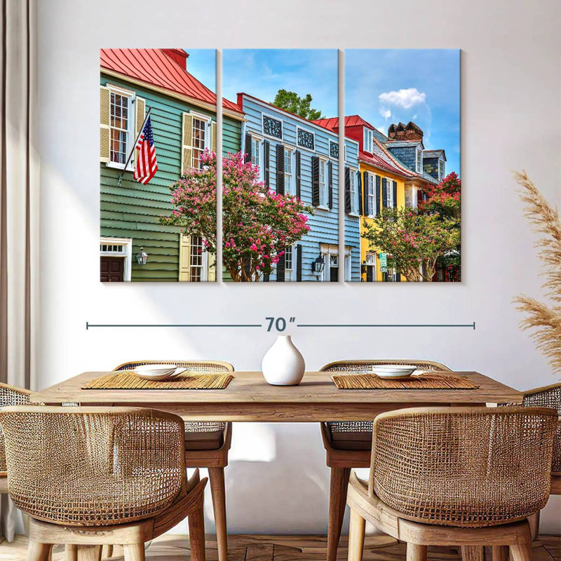 Sébbie, maisons colorées de Charleston, H 20 po x l 33 po