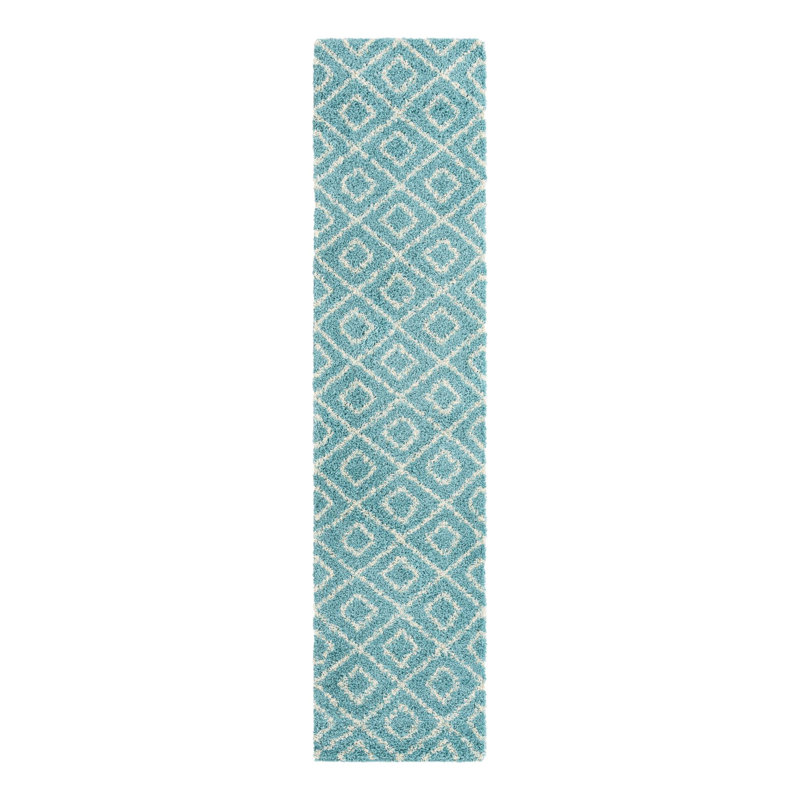 Tapis à poils longs Foundry Select Ruth Trellis Aqua, Tapis de couloir 2 pi 7 po x 12 pi