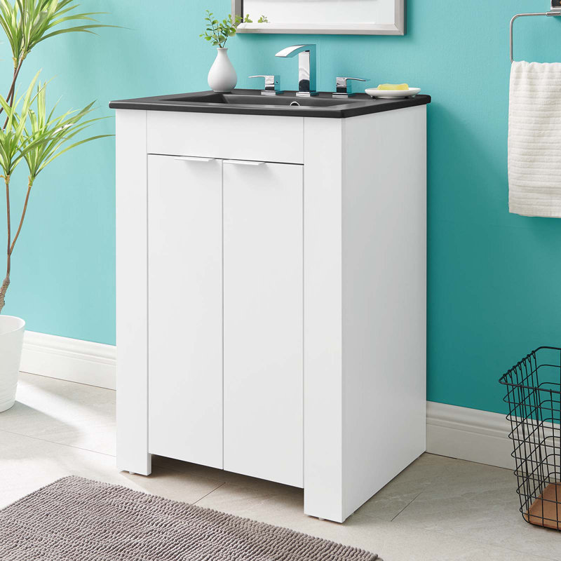 Maybelle 24" Bathroom Vanity by Modway, White, Black