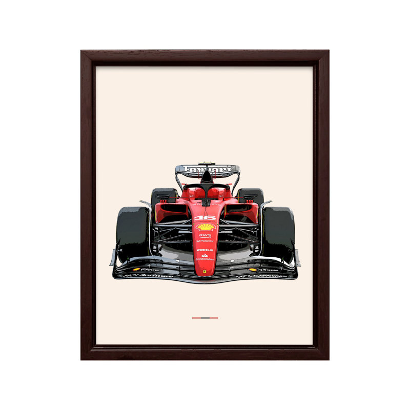 Voiture de course n ° 5, Canvas, 24"H x 32"W, Brown Framed