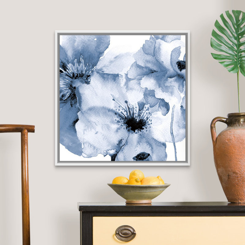 «Flowing Flowers II» par Victoria Brown, reproduction sur toile, H 26 po x l 26 po x P 1,75 po, Cadre blanc