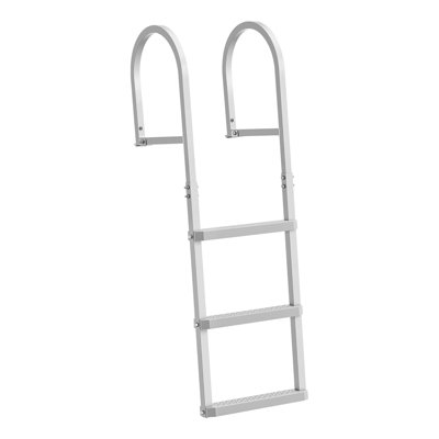Removable Dock Ladder, 3 Steps, Aluminum Alloy Pontoon Boat Swim Ladder, with Non-Slip Wide PP Steps, 500 lbs Weight Capacity, Quick Release Design, for Lake Swimming, Pool, Marine Boarding