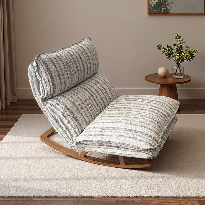 Single Balcony Adjustable Leisure Rocking Chair, Blue/Beige