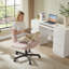 Fauteuil de bureau en velours rose avec accoudoirs rabattables, fauteuil de direction pivotant Criss Cross avec 2 poches latérales, meuble-lavabo moderne et fauteuil d'ordinateur avec roues-117671834-130973134