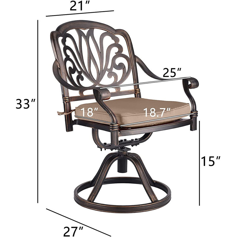 Chaise de patio avec coussin Akshara, Kaki
