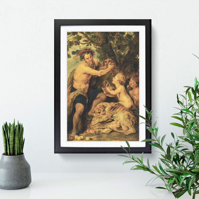 Man with a Tiger by Peter Paul Rubens - Picture Frame Painting, 36cm H x 27cm W x 2cm D, Black Framed