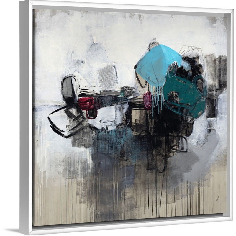 « time trial ii », peinture sur toile, H 17,7 po x l 17,7 po x P 1,75 po, Cadre flottant blanc