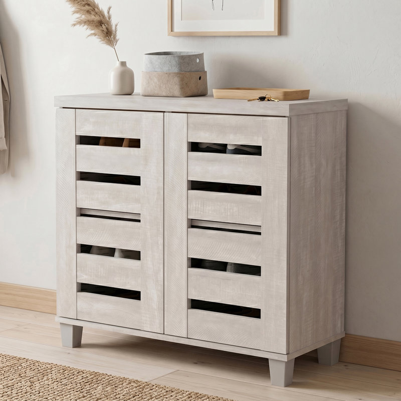 Lismore 12 Pair Shoe Storage Cabinet, Dusty Grey Oak