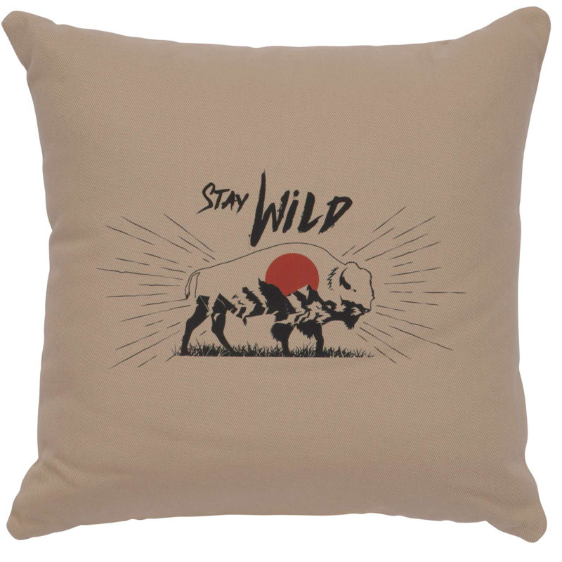 Coussin Wooded River Image - Stay Wild - Coton chrome, Gris
