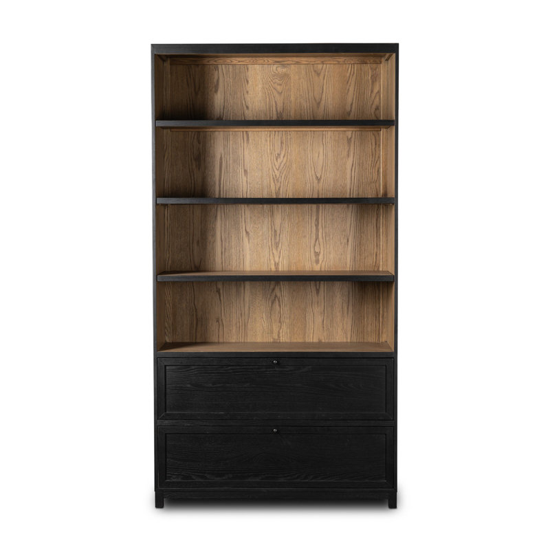 Millie Bookcase-Drifted Matte Black Veneer, Drifted Matte Black