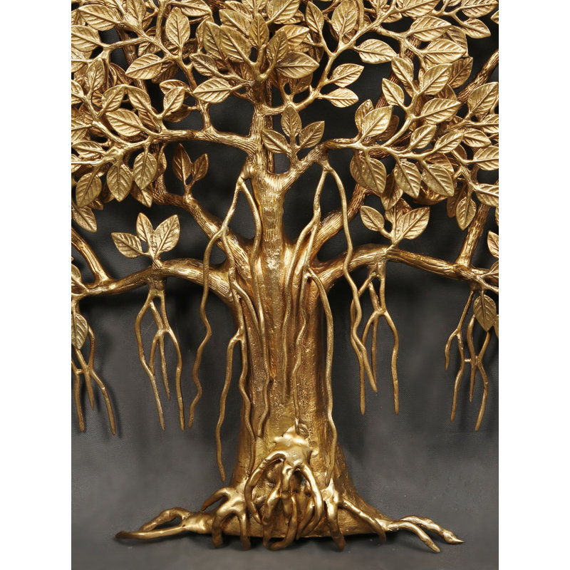 28" Handcrafted Brass Bodhi Tree Wall Art – Sacred "Tree of Life" Metal Sculpture