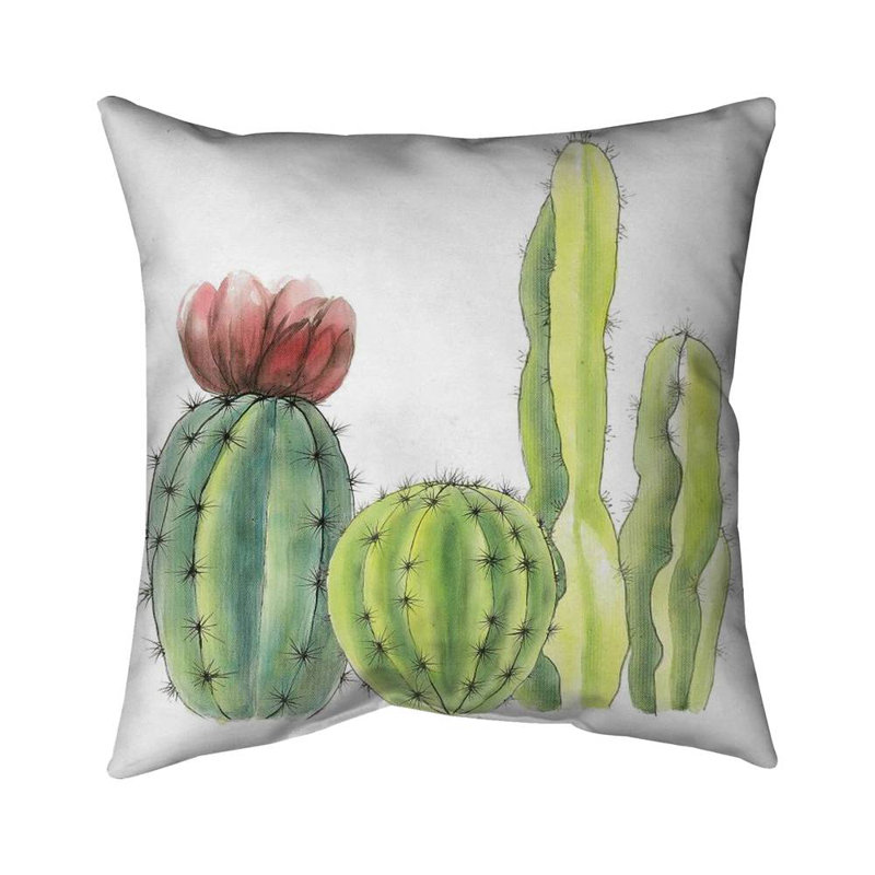 Four Little Cactus Square Throw Pillow, 18" H x 18" W, Pillow Cover Only - No Insert
