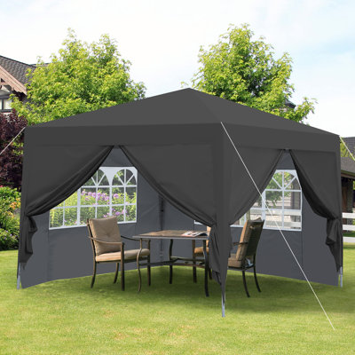 Outdoor 10x 10Ft Pop Up Gazebo Canopy Tent Removable Sidewall with Zipper,2pcs Sidewall with Windows,with 4pcs Weight sand bag,with Carry Bag-Black