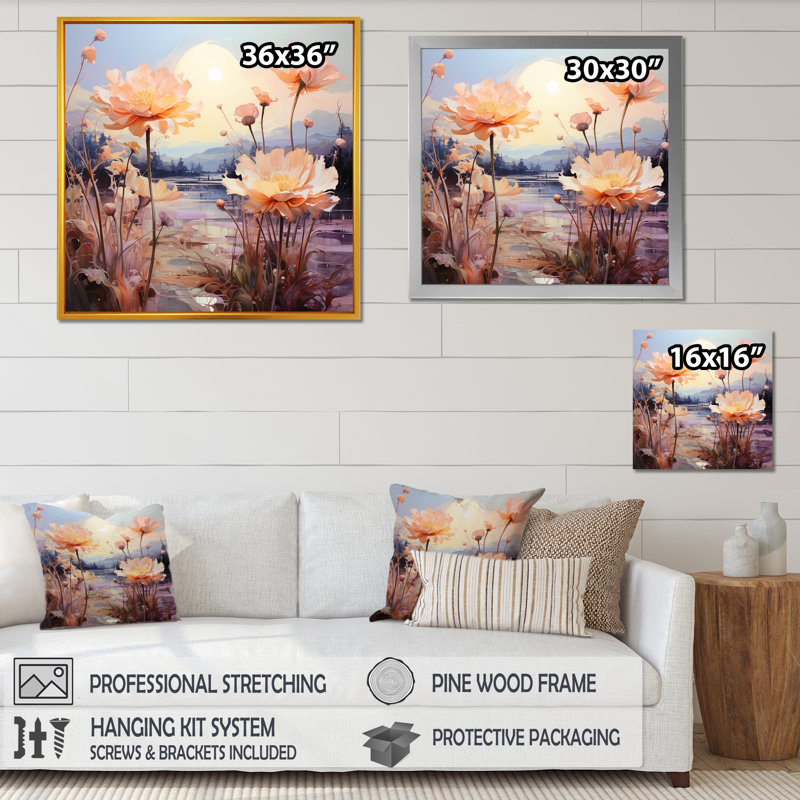 Verre sur fond de montagne, impression sur toile, Cadre flottant blanc, H 24 po x l 24 po x P 1 po