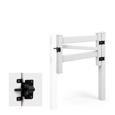3ft X 4ft Vinyl Ranch Gate Kit with Gate Post, PVC Fence Gate and Post with Hinges, Latch & Hardware, UV-Resistant, Easy Install, Durable Outdoor Vinyl Fence for Ranch, Yard & Farm
