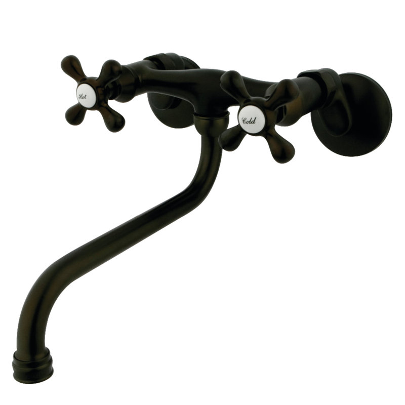 Kingston Brass Kingston Two-Handle 2-Hole Wall Mount Bathroom Faucet, Oil Rubbed Bronze