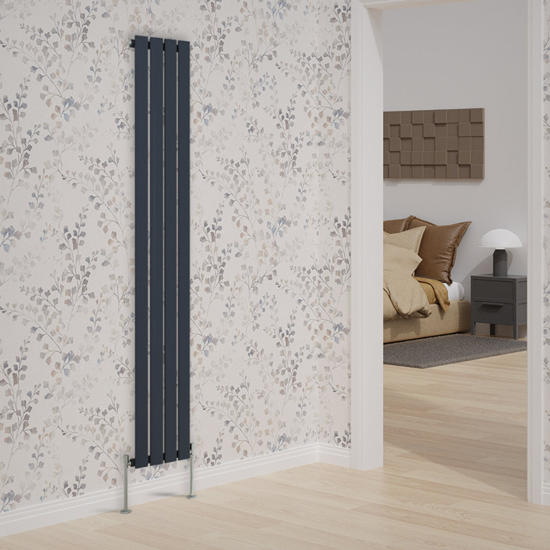 Briscoe Vertical Single Flat Panel Radiator, 180cm H x 27.2cm W x 5.2cm D, Anthracite