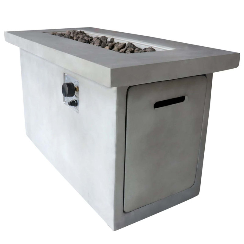 Table de foyer d'extérieur en béton au propane / gaz naturel, Gris