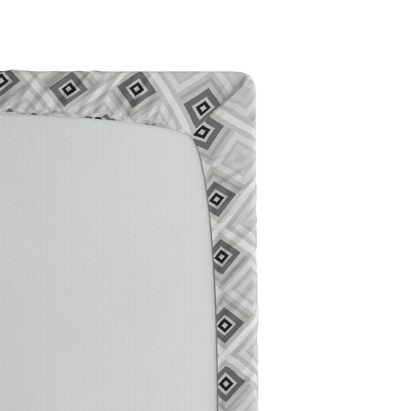 Microfiber Geometric Fitted Sheet, Twin Fitted Sheet