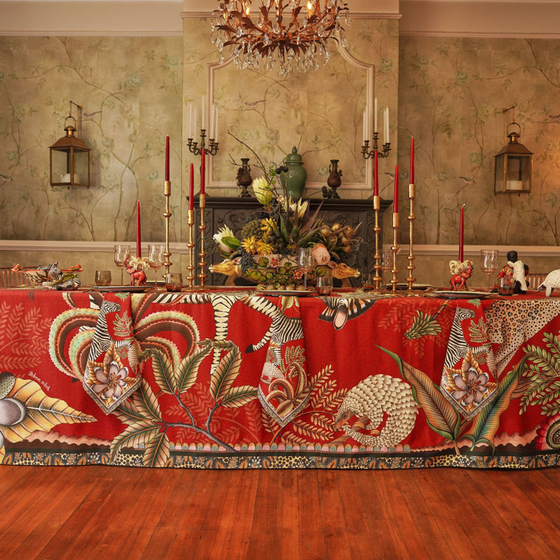 Napkins - Thanda Stripe, Royal Red