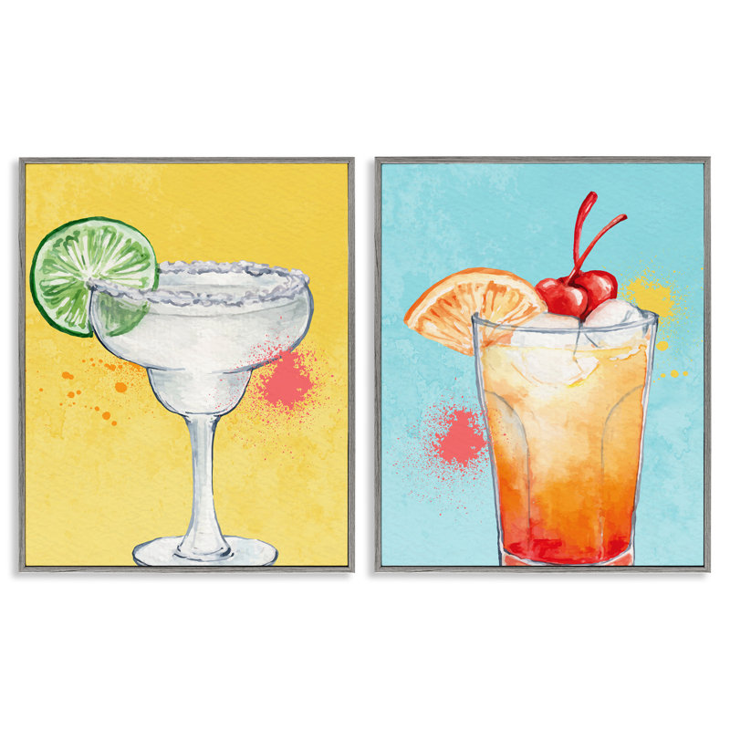Cocktail with Modern Splash, ensemble de 2 giclées encadrées, design par Kim Allen, H 20 po x l 32 po