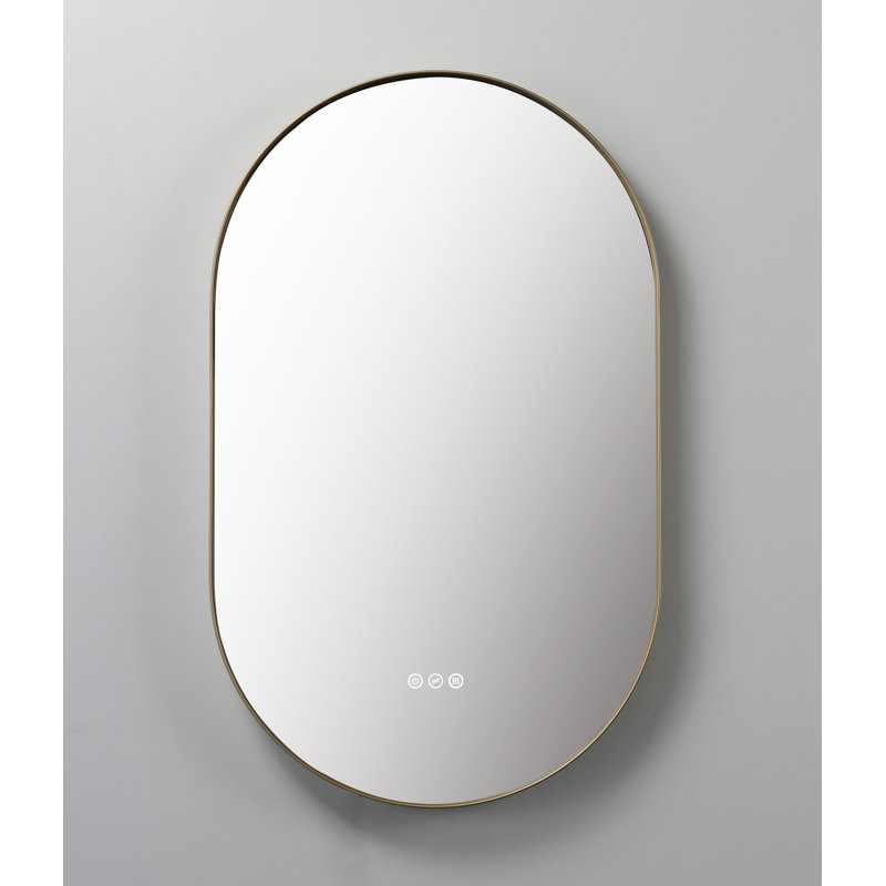 Shell LED Mirror, 35.43" x 21.65", Gold, Oval