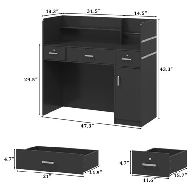 Rectangle Manufactured Wood Reception Desk