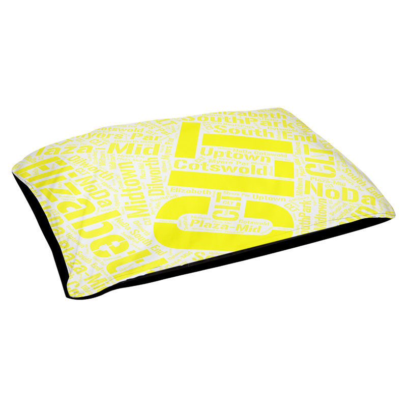 Coussin de chien « districts », Grand (l 40 po x P 30 po x H 14 po), Jaune, Charlotte