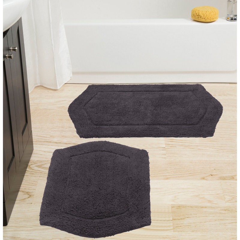 Morissette 2 Pcs Bath Rug Set (17"x24", 21"x34"), Gray