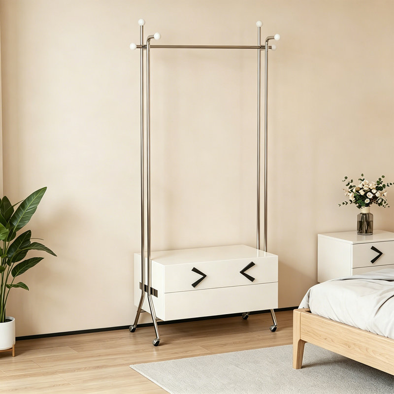 Portemanteaux moderne avec tiroirs doubles, Crème