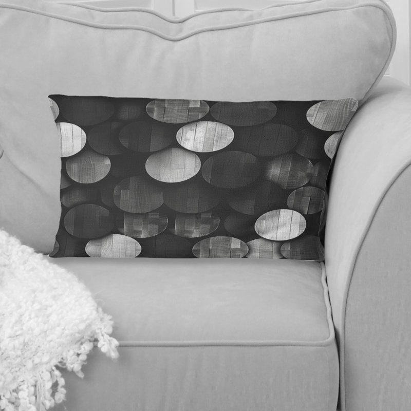 Coussin lombaire moderne gris et noir Modern Circles II