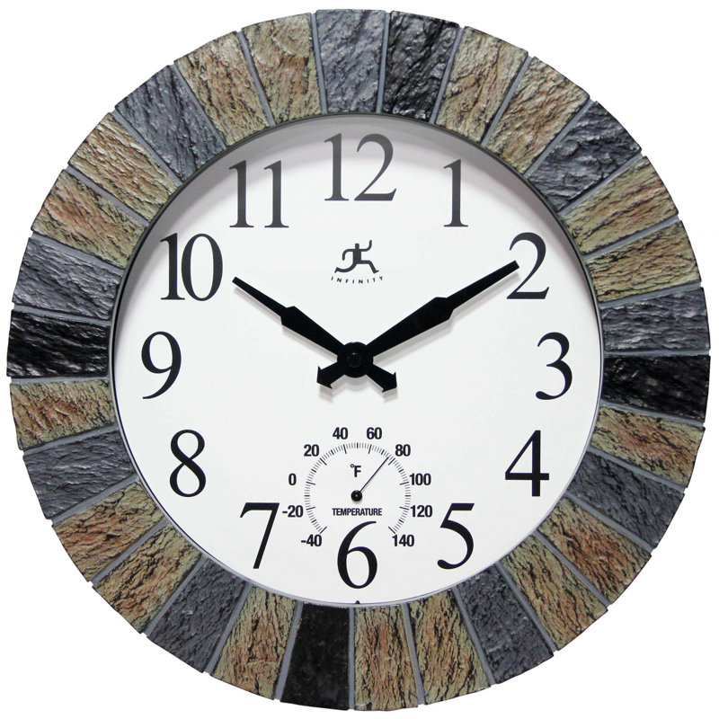 Outdoor Round Polyresin Wall Clock 13 Inches - Multi-Color