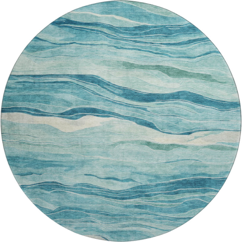 Premium Machine Washable Alijah AMF1246 Stripes Rug, Round 8'