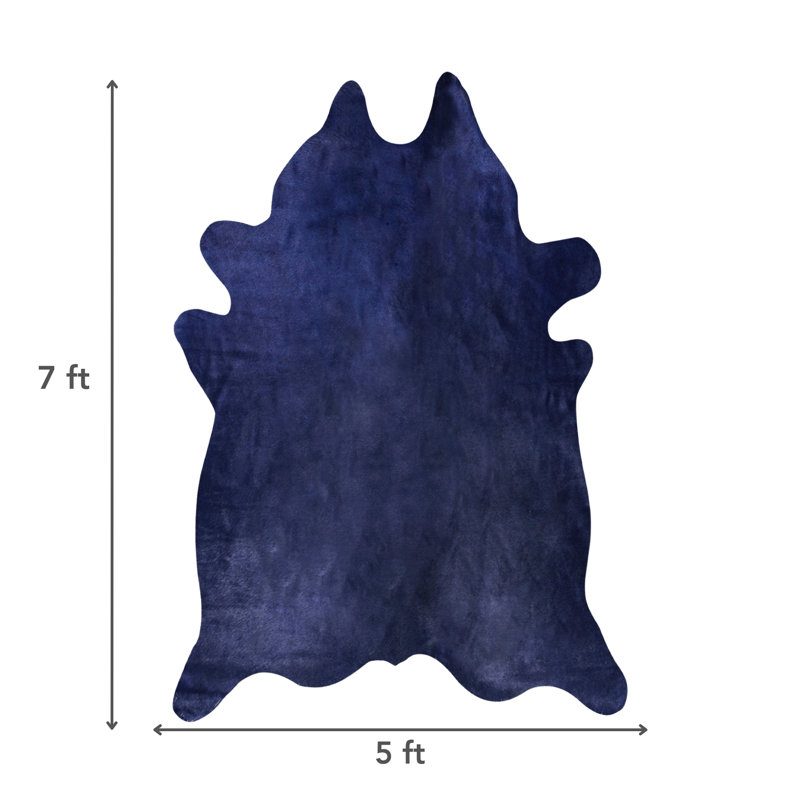 Rondon Navy Blue Cowhide Cowhide Area Rug, 5' x 7'