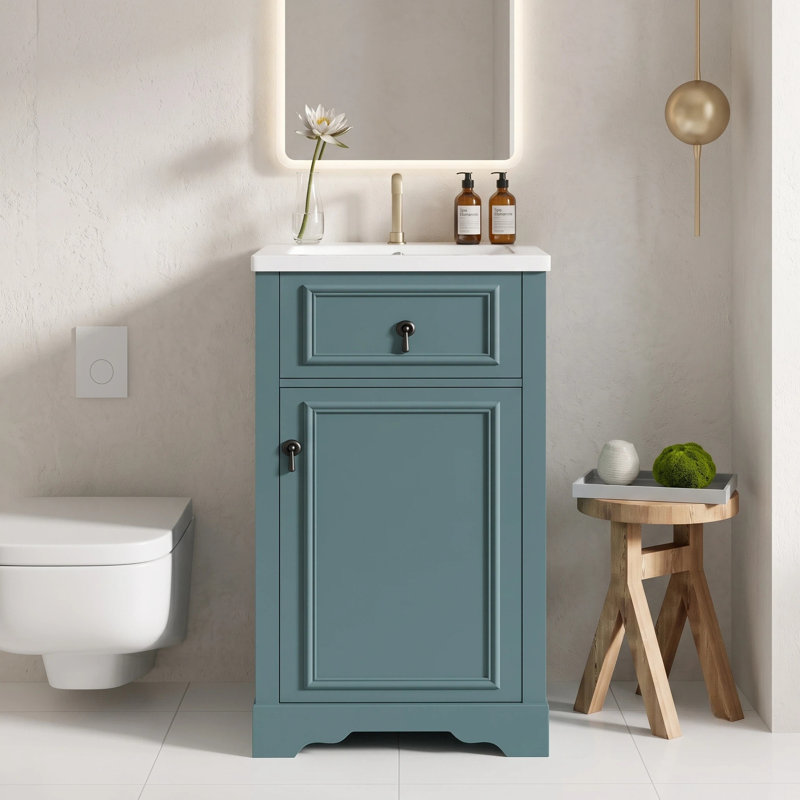 Ensemble de meuble-lavabo compact autoportant compact, Vert