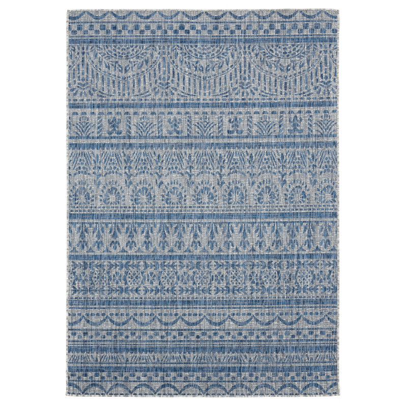 Tapis bleu Efecan Ikat, Rectangle 5 pi 3 po x 7 pi 6 po