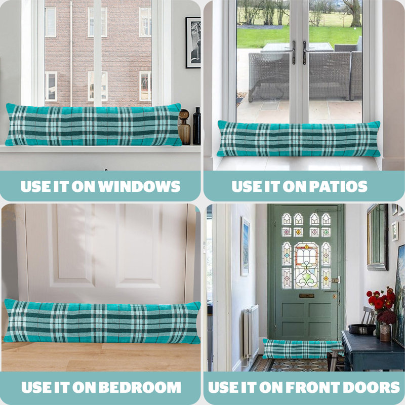 Classic Check Draught Excluder, Teal